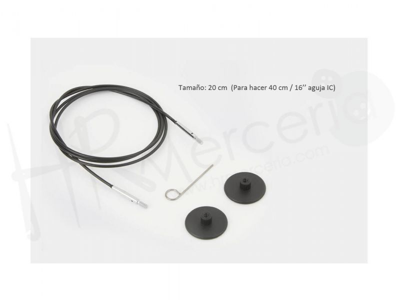 cables para agujas  negro 20 cm knitpro
