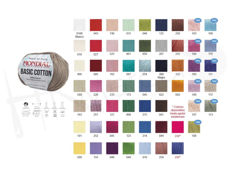 lana basic cotton mondial pack 20 madejas 50 grms