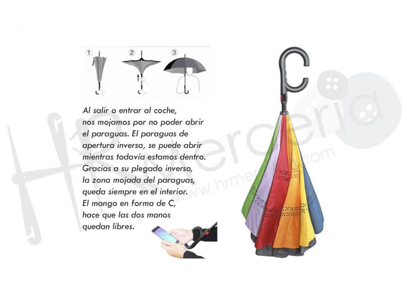 paraguas multicolor abertura inversa