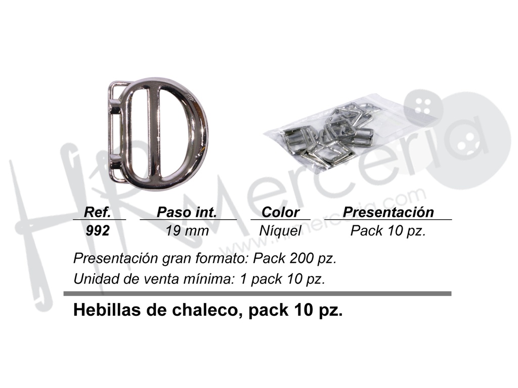 Hebilla de chaleco niquel 992