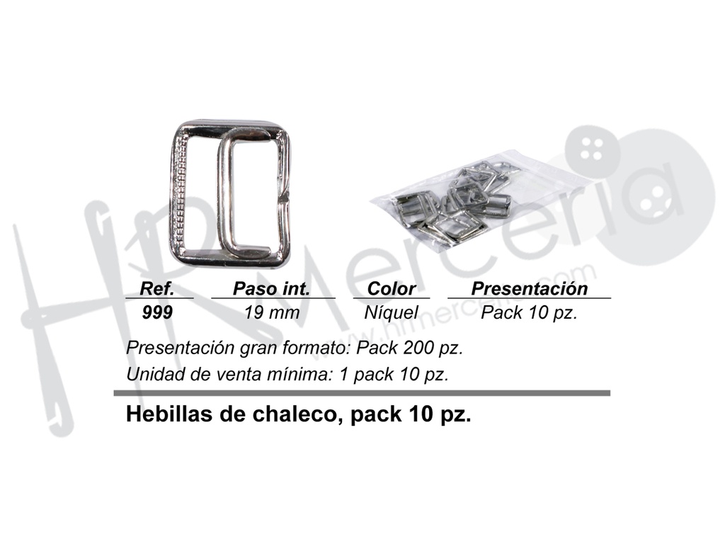 Hebilla de chaleco niquel 999