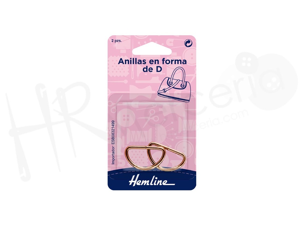 Anilla en forma D de bolsa 20 mm color rosa dorado