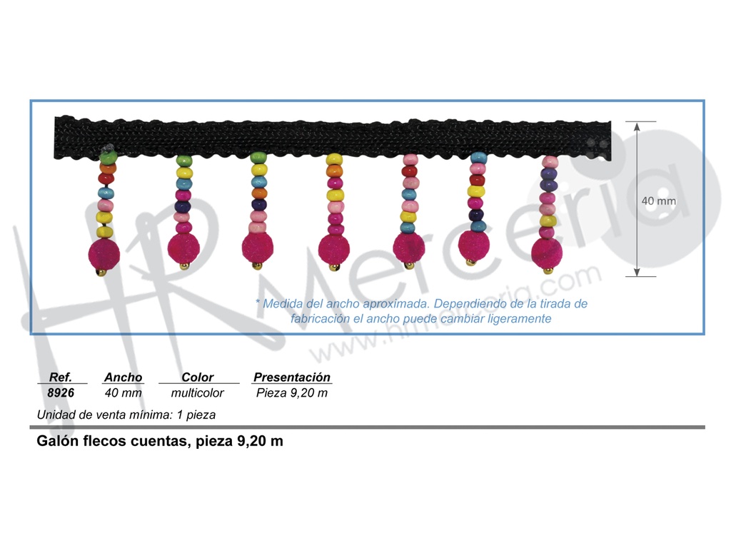 Galon flecos cuentas 8926