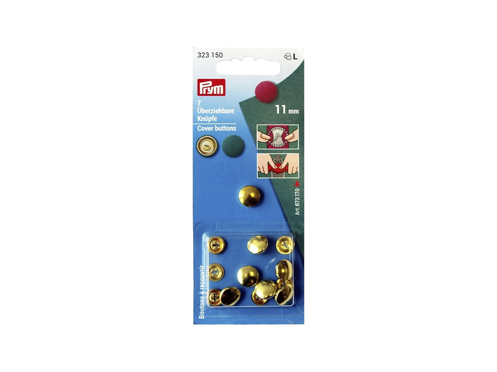 Botones revestibles 11 mm dorado 7 pz  s/herramienta