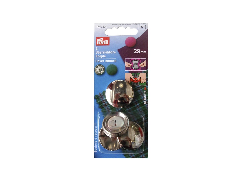 Botones reversibles 29 mm plateado 3 pz s/herramienta
