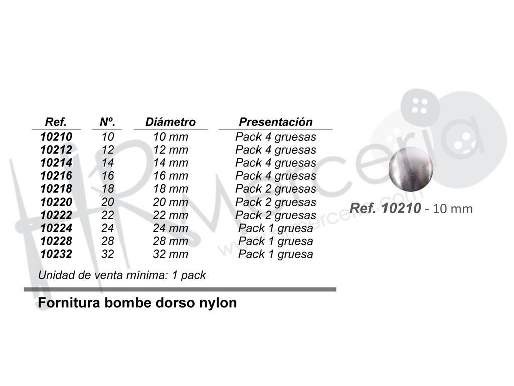 Fornitura dorso nylon 10210 Nº10 pack 4 gross
