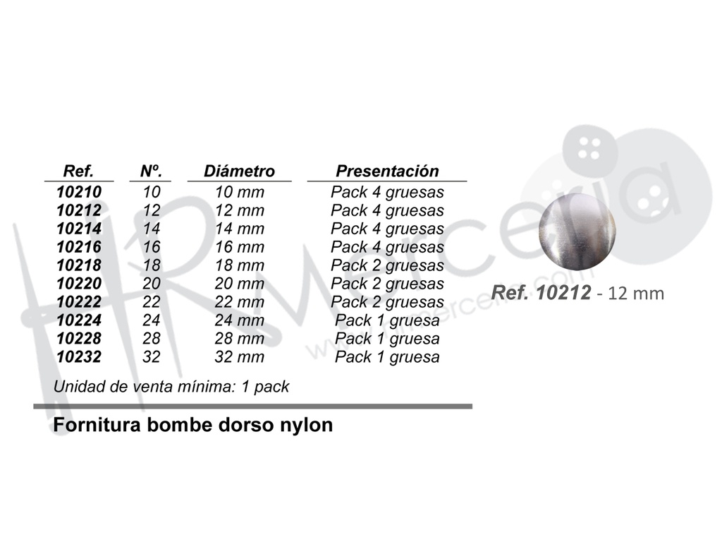 Fornitura dorso nylon 10212 Nº12 pack 4 gross