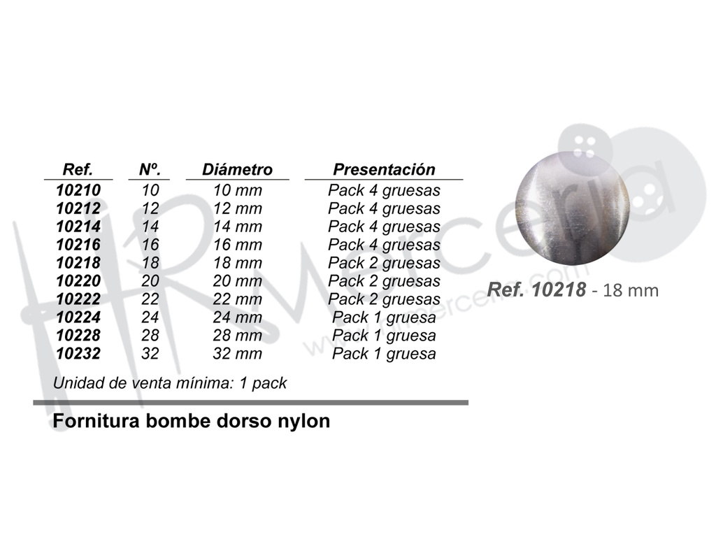 Fornitura dorso nylon 10218 Nº18 pack 2 gross