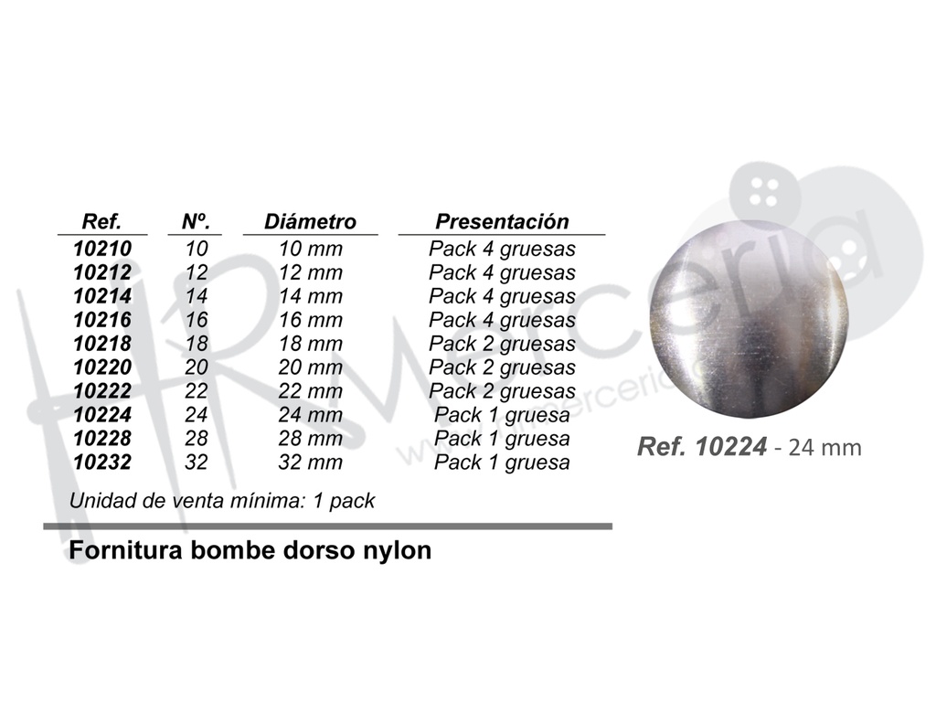 Fornitura dorso nylon 10224 Nº24 pack 1 gross