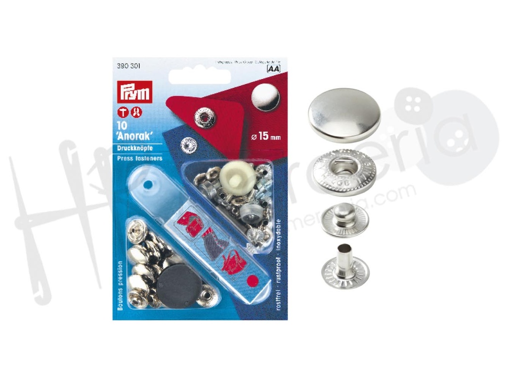 Blister Prym boton presion 15mm plata