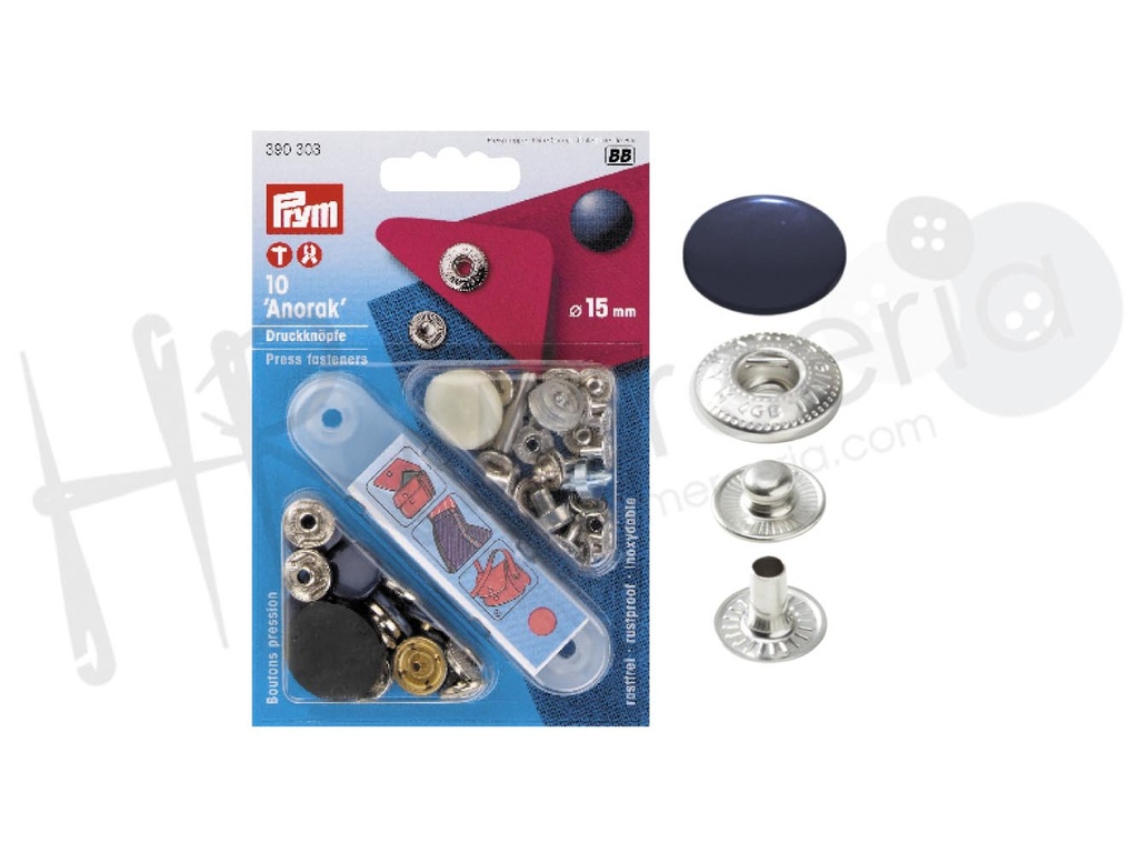 Blister Prym boton presion 15mm marino