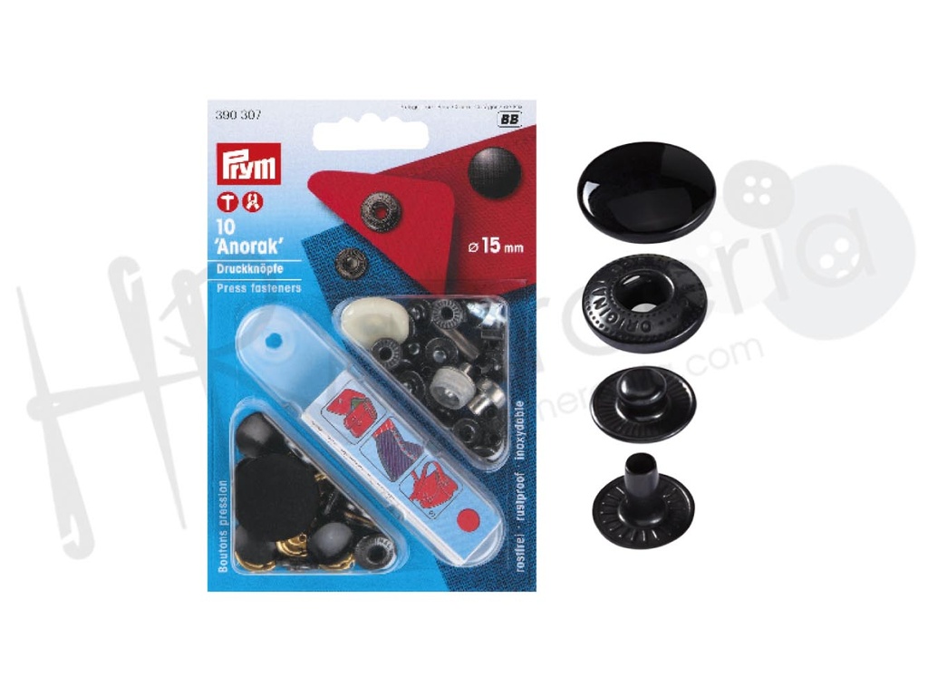 Blister Prym boton presion 15mm negro