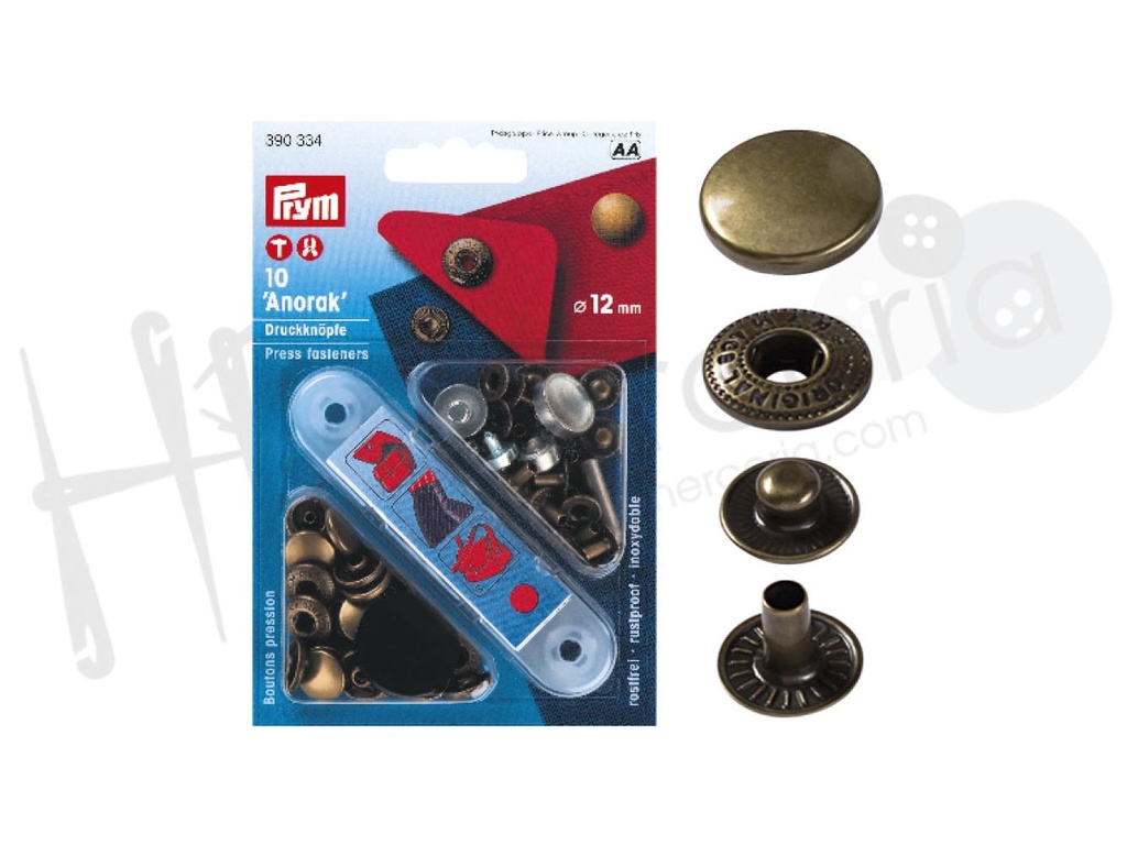 Blister Prym boton pres. 12mm oro viejo