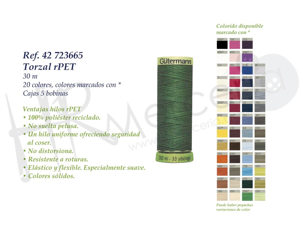 Gutermann torzal 30 M reciclado caja 5 bobinas
