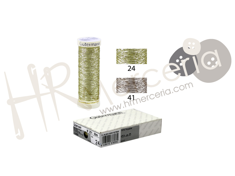 Hilo metalizado Gutermann 50M caja 5 pz