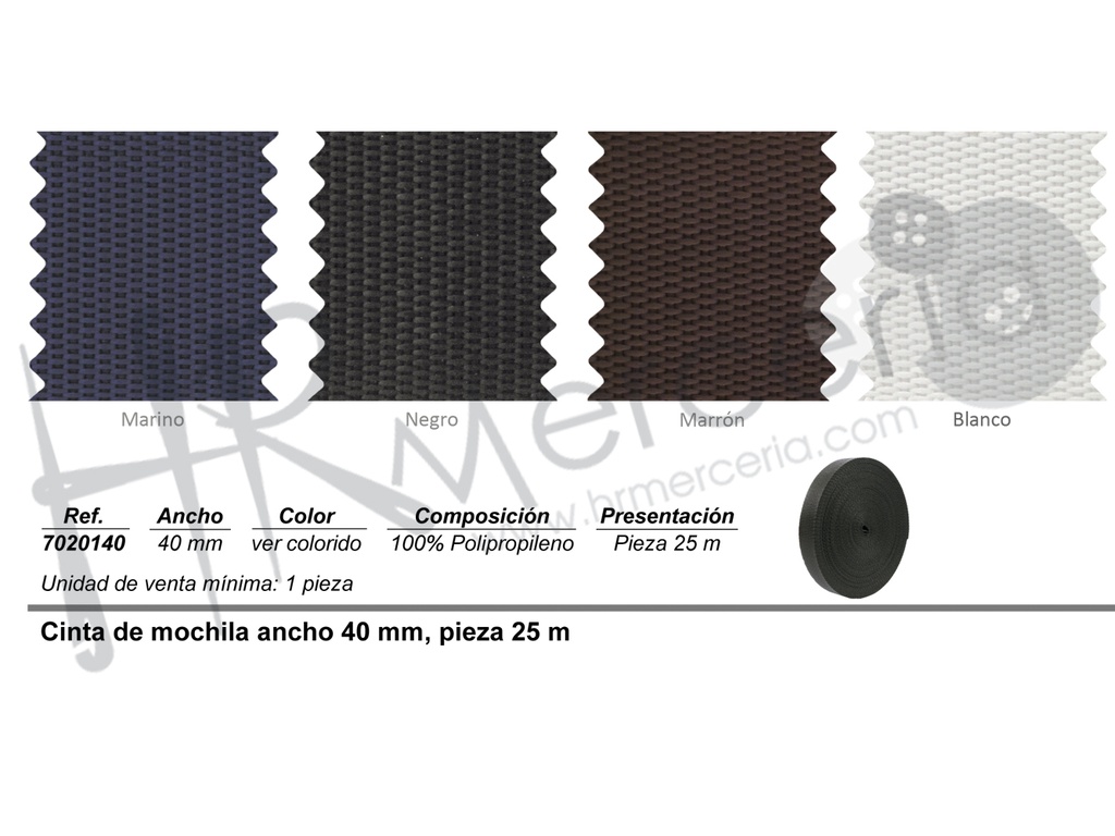 Cinta Mochila 40 mm polipropileno pieza 25 M