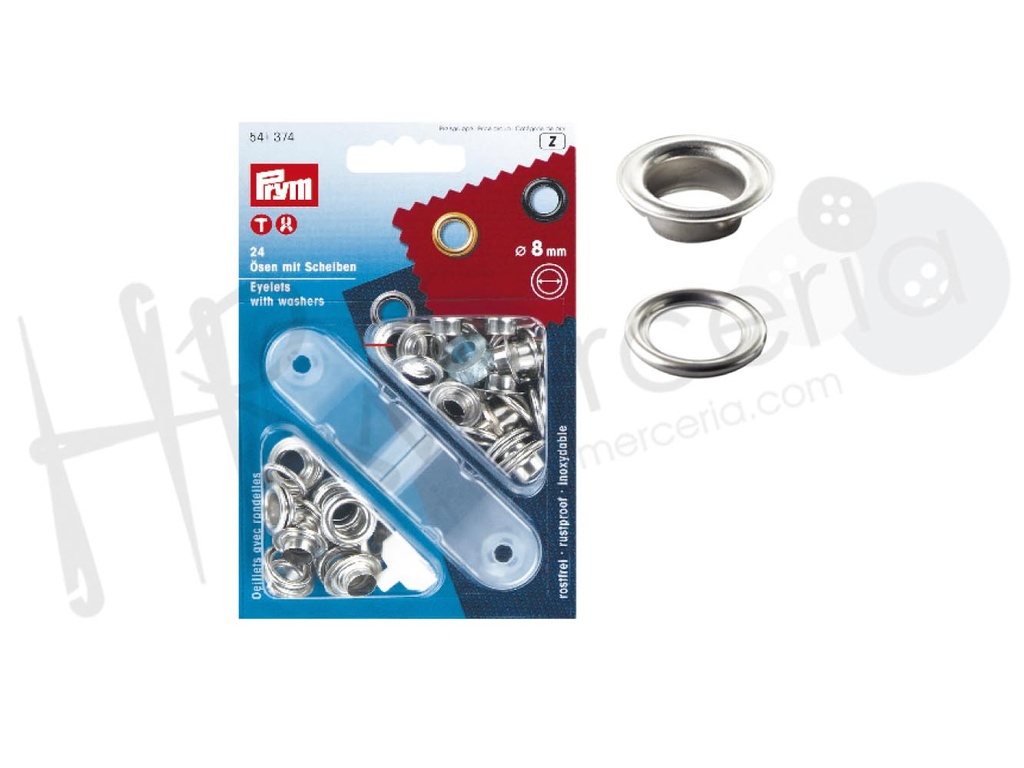 Ojetes y arandelas 8 mm plata