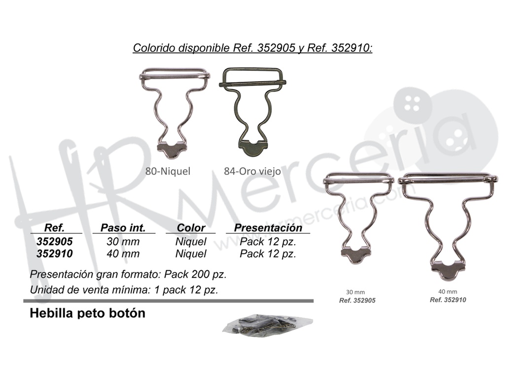 Hebilla para peto corredera de 40mm