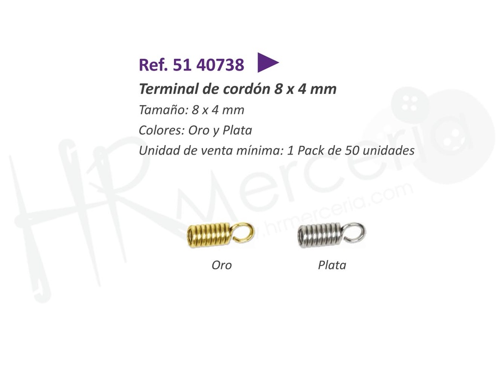 Terminal de cordon 8X4mm Pack 50 ud.