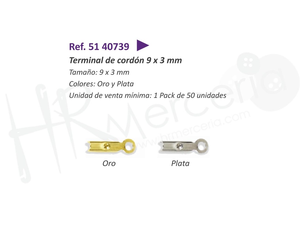 Terminal de cordon 9X3mm Pack 50 ud.