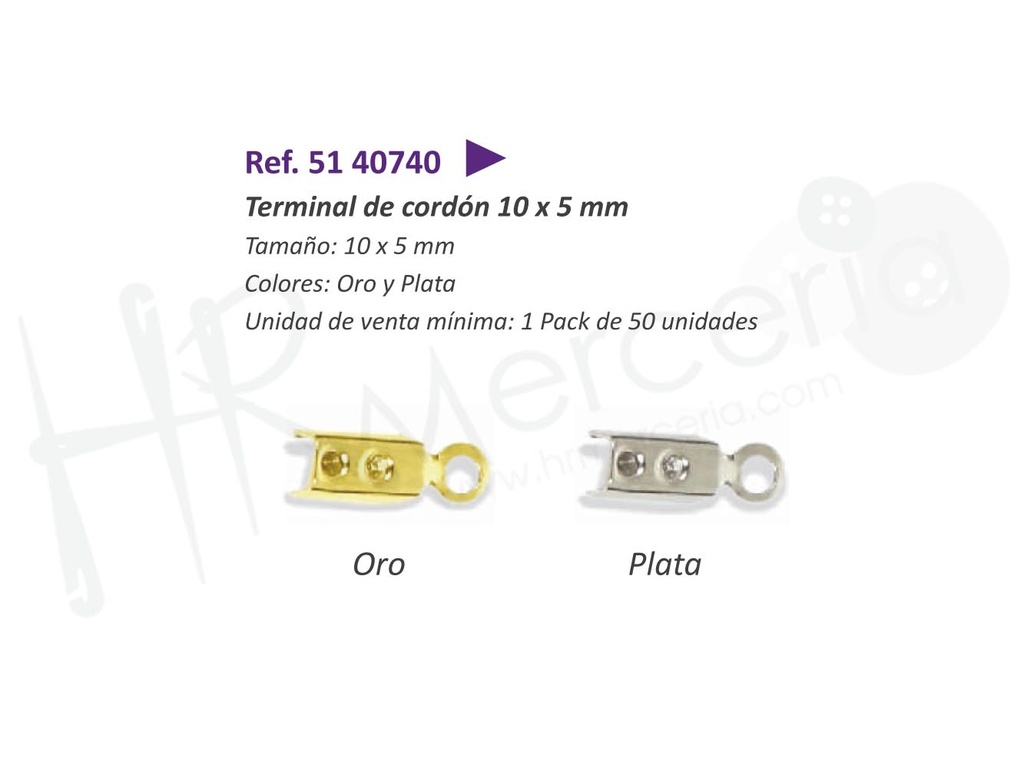 Terminal de cordon 10X5 mm Pack 50 ud.