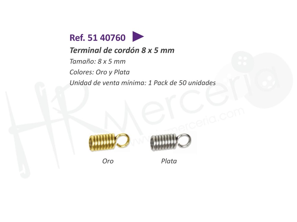 Terminal de cordon 8X5 mm Pack 50 ud.