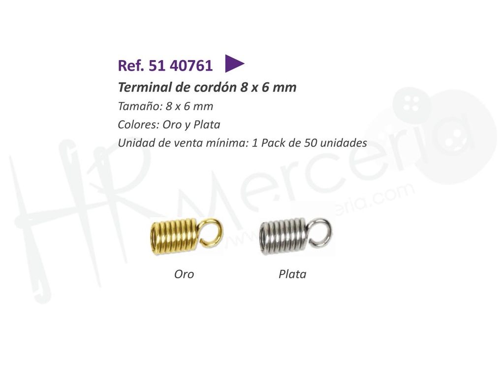 Terminal de cordon 8X6 mm Pack 50 ud.