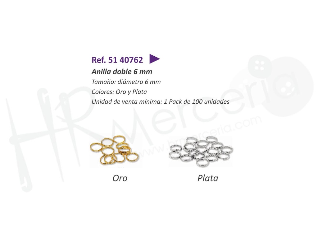 Anilla doble 6 mm 40762 Pack 100 ud.