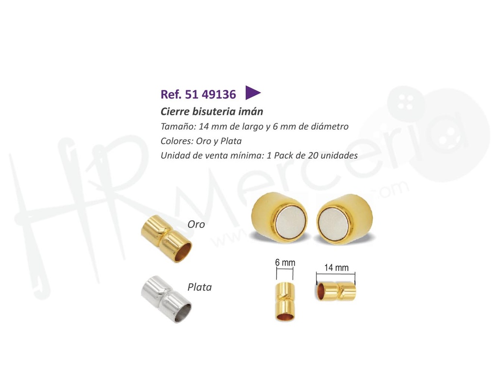 Cierre bisuteria iman  Pack 20 ud.