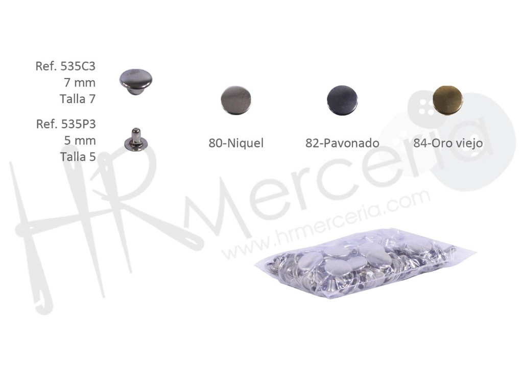 Pinche remache laton niquel 5 mm