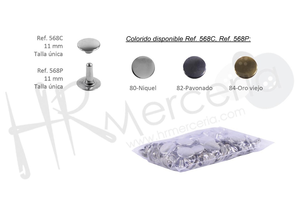 Calote remache laton niquel 11 mm