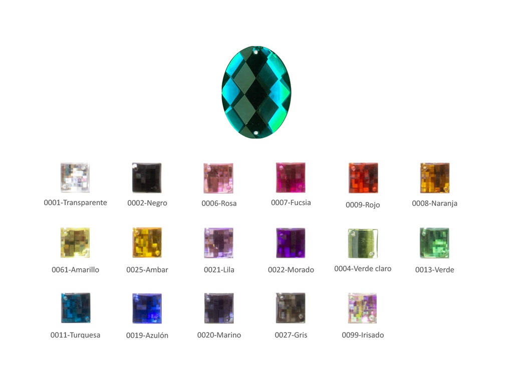 Piedra ovalada acrilica 223000 talla 304 Pack 25 ud.