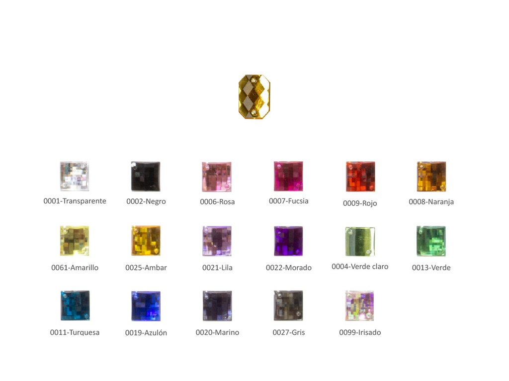 Piedra rectangular acrilica 223002 talla 131 Pack 100 ud.