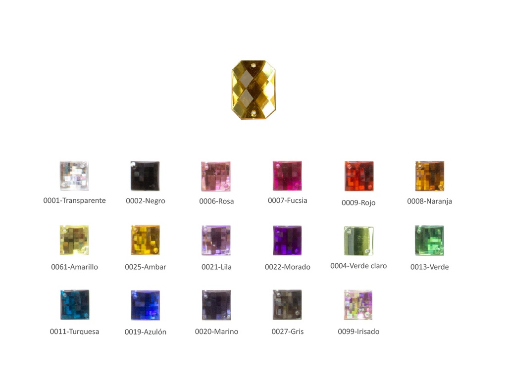 Piedra rectangular acrilica 223002 talla 182 Pack 50 ud.
