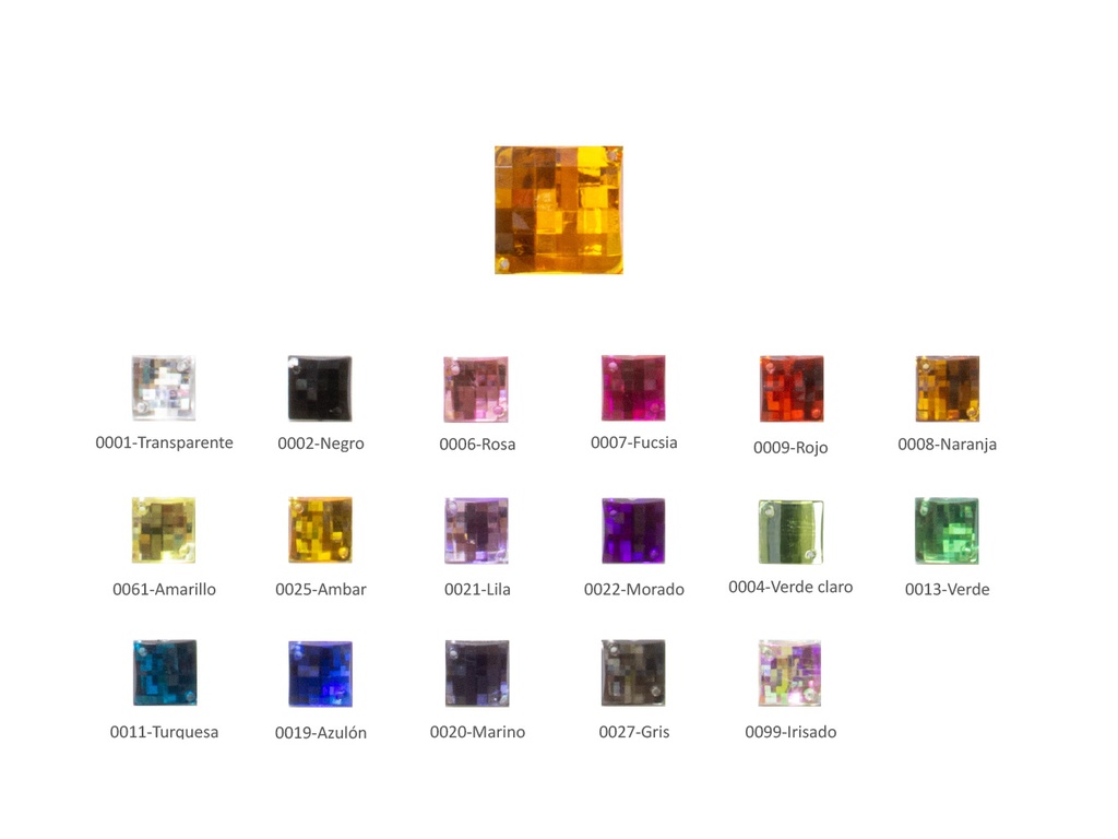 Piedra cuadrada acrilica 223003 talla 025 Pack 50 ud.