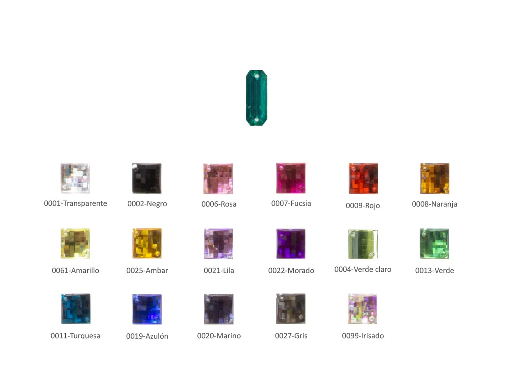 Piedra rectangular acrilica 223007 talla 197 Pack 200 ud.