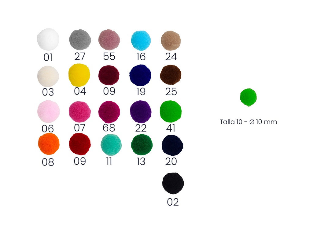 Pompon poliester 119500 pack 1000 pz.