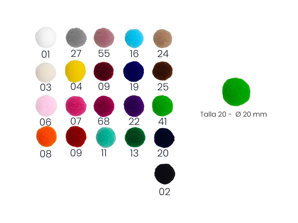 Pompon poliester 119500 pack 200 pz.
