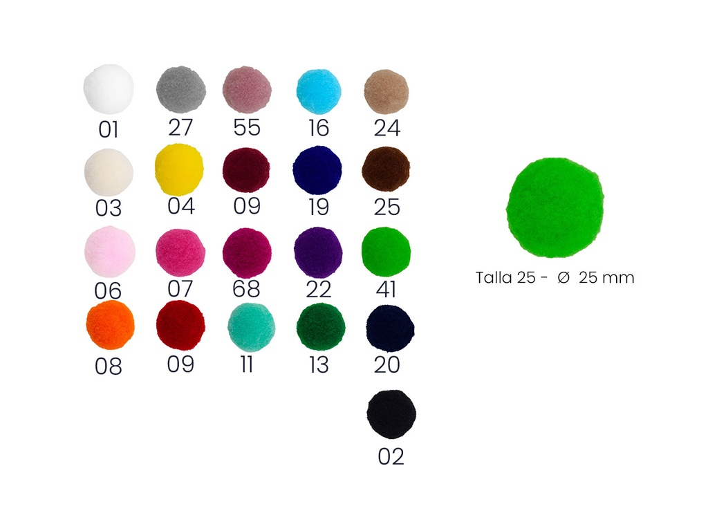 Pompon poliester 119500 pack 100 pz.