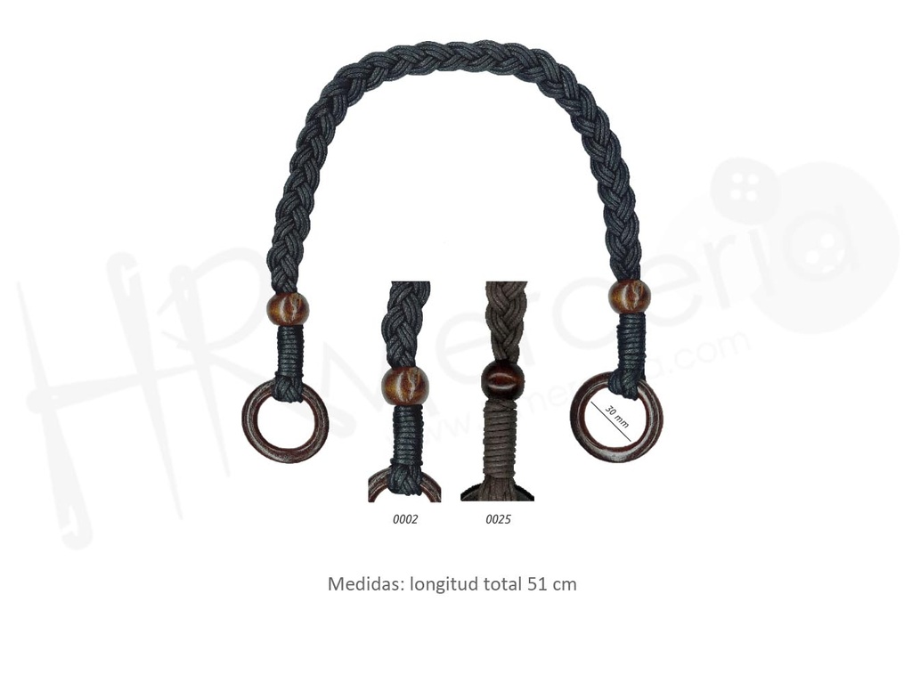 Asa bolso trenza anilla madera 954003 1 par