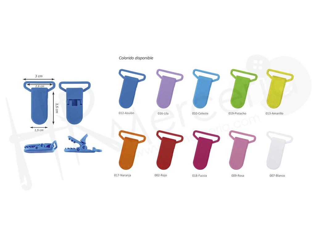 Pinza tirante chupetero plastico pack 20 pz