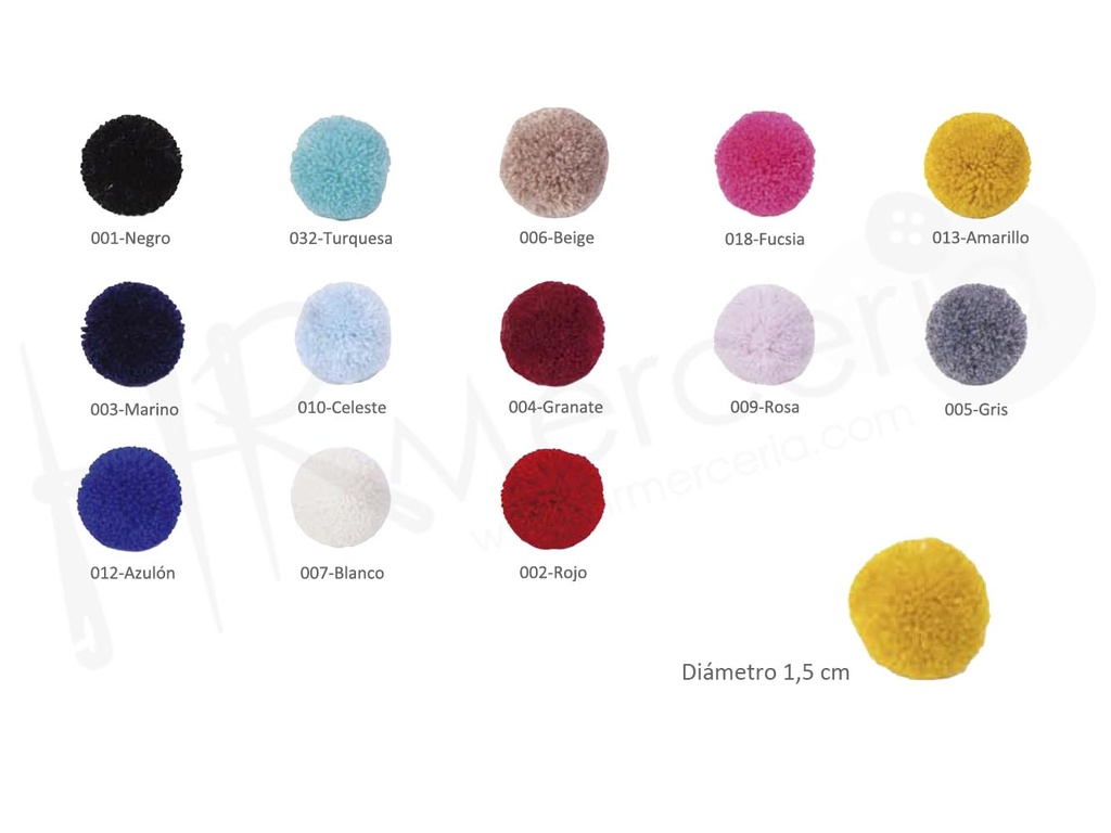 Pom-Pom Cashemire 1,5cm. pack 50 pz.