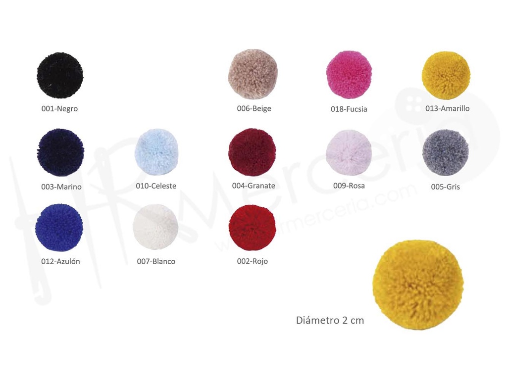Pom-Pom Cashemire 2cm. pack 25 pz.