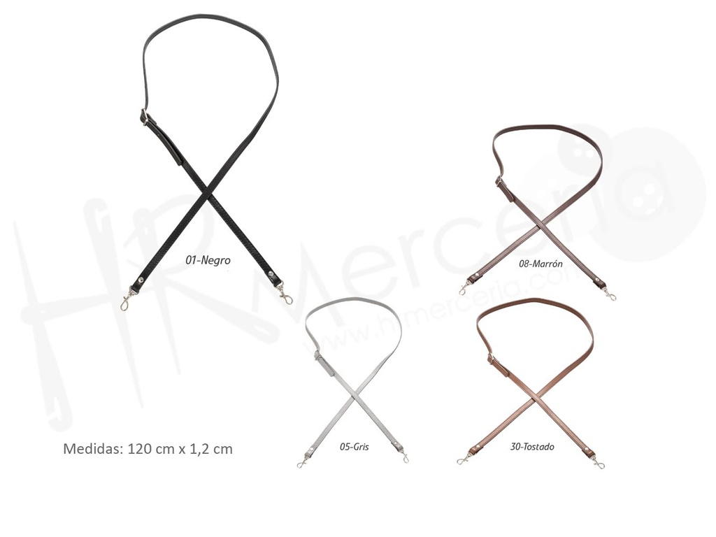 Asas polipiel 120 cm fornitura metal 1 ud.