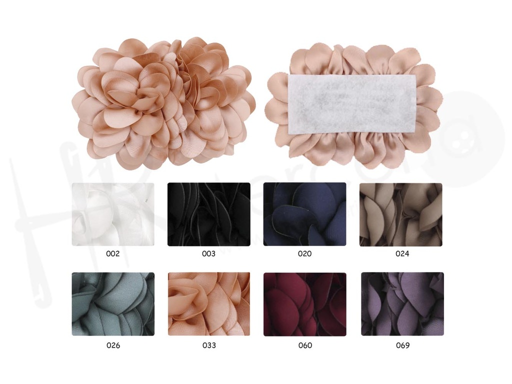 Flor doble saten 16 cm 124201 Pack 6 ud.