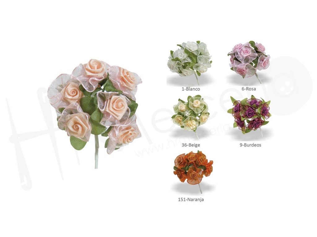 Ramillete flores raso 1833 pack 3 pomos