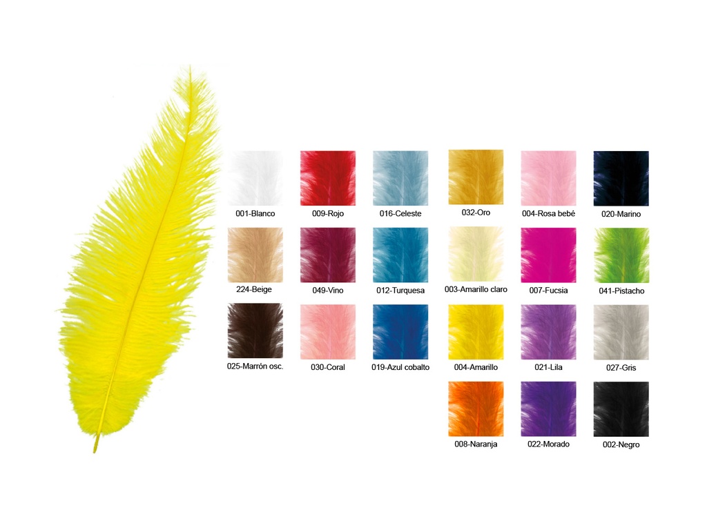 Pluma avestruz long chick blister 12 unid.