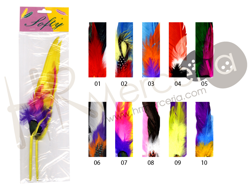 Blister 2 plumas de 30X4cm aprox. 36715