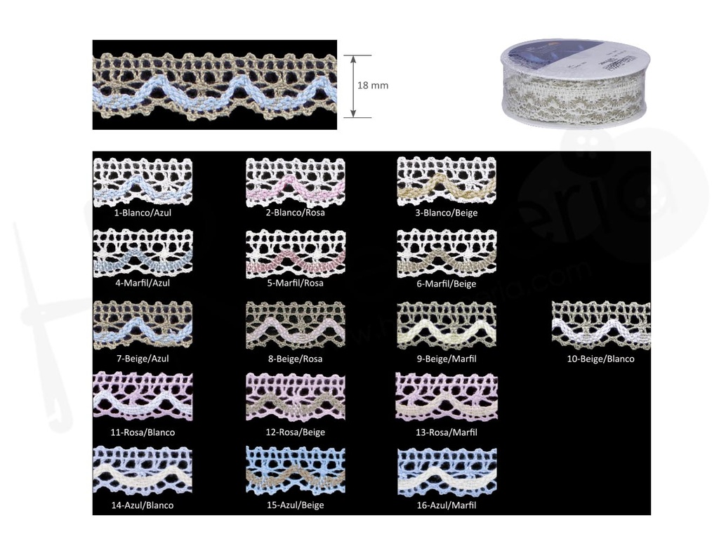 Puntilla bolillo 100% poliester infantil 9601