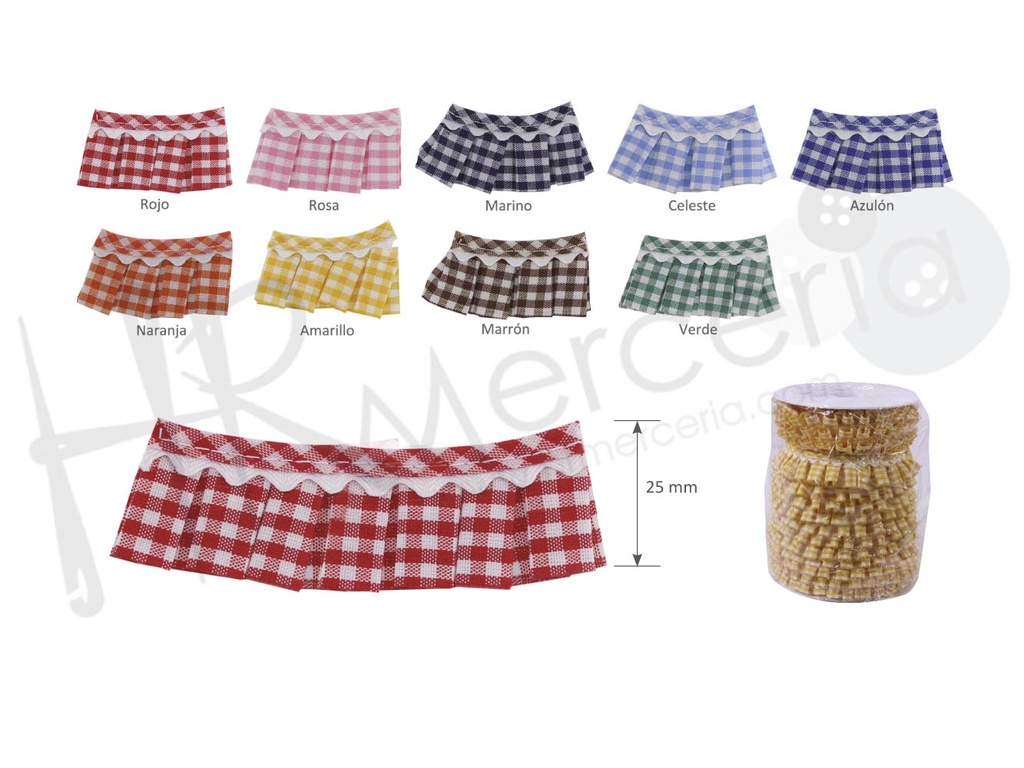 Cinta fruncida vichy 2432 pieza 25 m